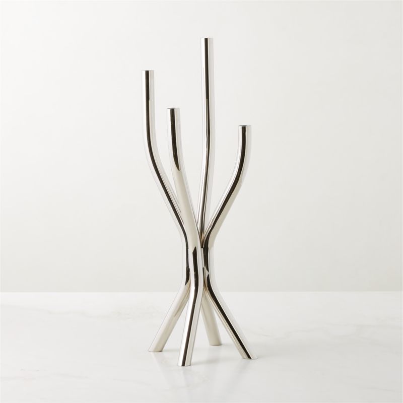 Plata Modern Silver Multi Taper Candle Holder + Reviews CB2