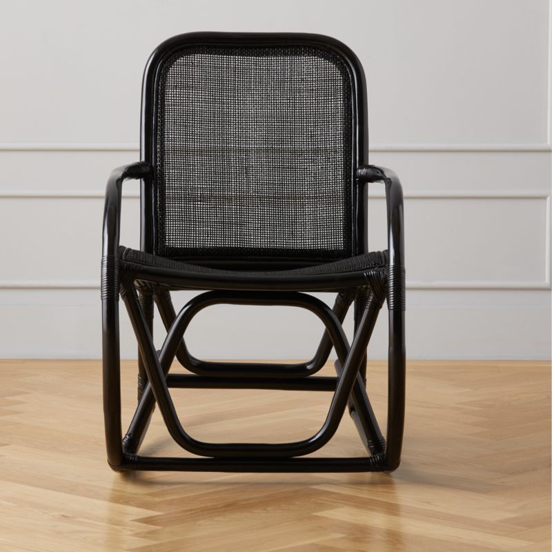 Portofino Black Rattan Modern Rocking Chair CB2 Canada