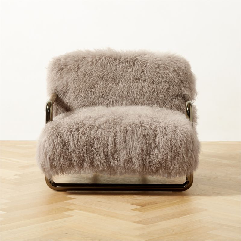 Ren Modern Grey Sheepskin Fur Accent Chair CB2 Canada