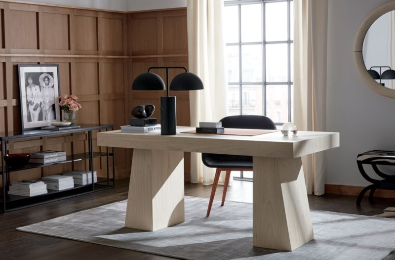 Ridge Modern Bleached Oak Desk with Drawer + Reviews CB2