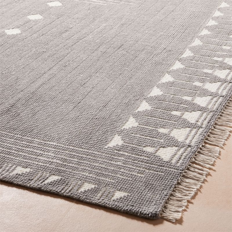 Saffioti Charcoal Grey Moroccan HandKnotted New Zealand Wool Area Rug 8'x10' + Reviews CB2 Canada
