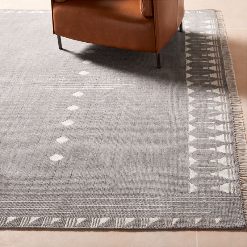 Saffioti Charcoal Grey Moroccan HandKnotted New Zealand Wool Area Rug