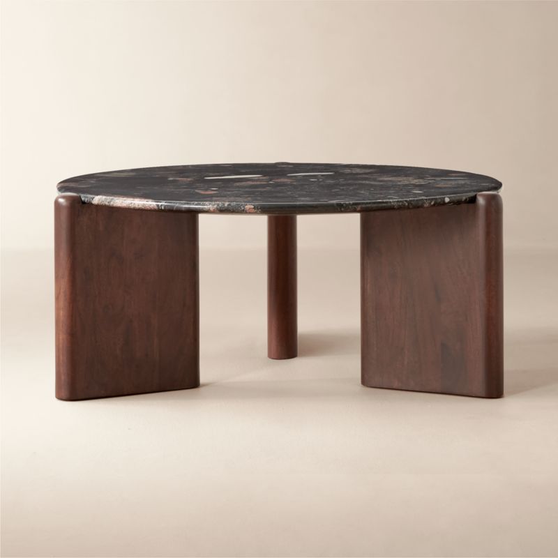 Santoro Round Black Marble Coffee Table + Reviews CB2