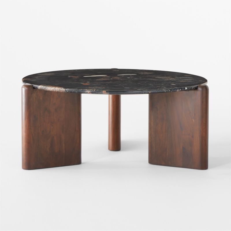 Santoro Round Black Marble Coffee Table + Reviews CB2
