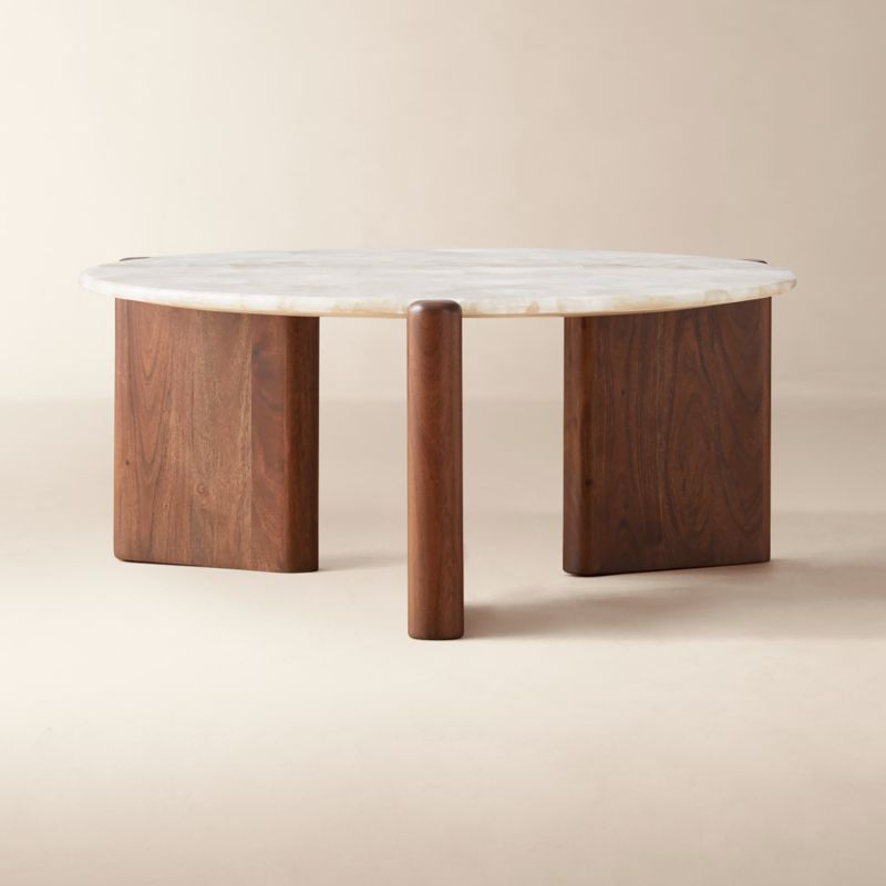 Santoro Round White Quartz Coffee Table + Reviews CB2