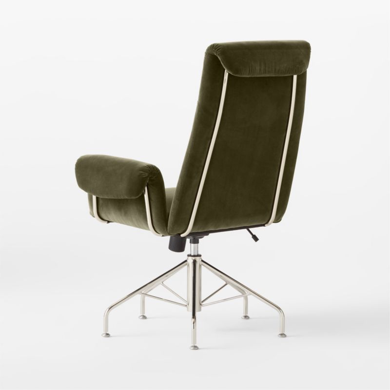 Saviti Modern Olive Velvet Desk Chair + Reviews CB2