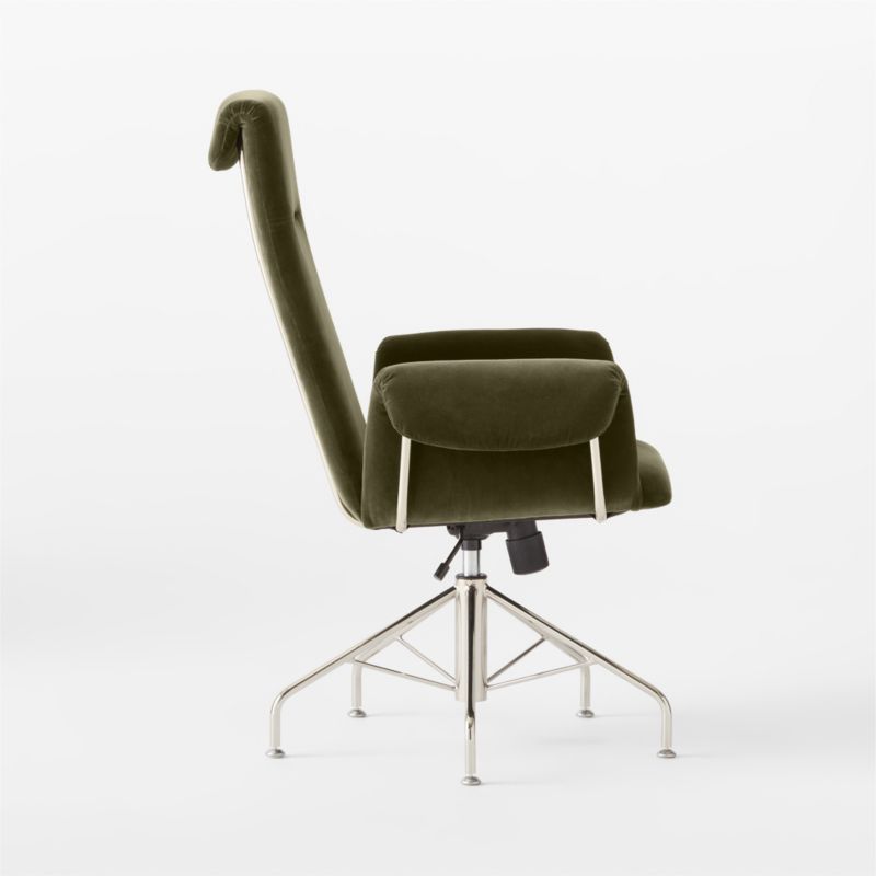 Saviti Modern Olive Velvet Desk Chair + Reviews CB2