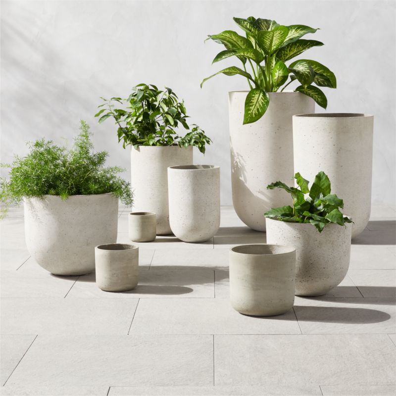 Seminyak Grey Indoor/Outdoor Modern Cement Planters CB2