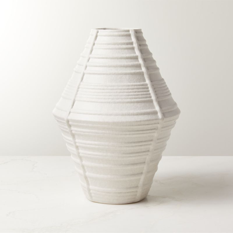 Sentra Modern Textured White Vase CB2