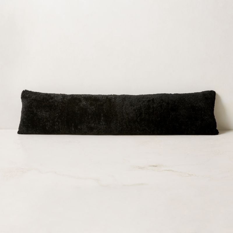 Shorn Black Fur Modern Throw Pillow with DownAlternative Insert 48