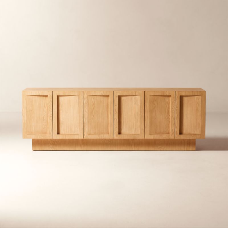 Shutter 84" Oak Wood Media Console CB2