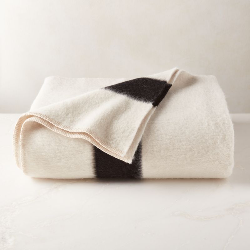 Siempre Ivory and Black Stripe Alpaca King Bed Blanket + Reviews CB2