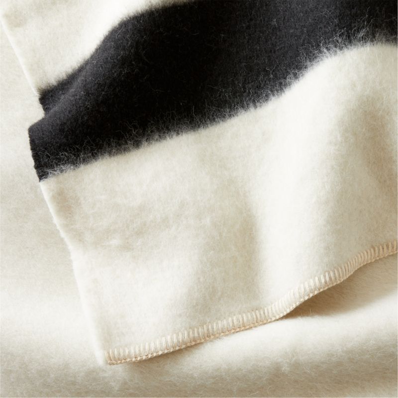 Siempre Ivory and Black Stripe Alpaca King Bed Blanket CB2
