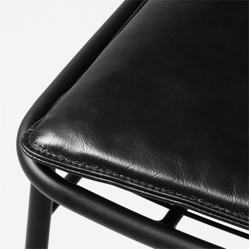 Sigma Black Leather Stool Seat Cushion + Reviews CB2 Canada