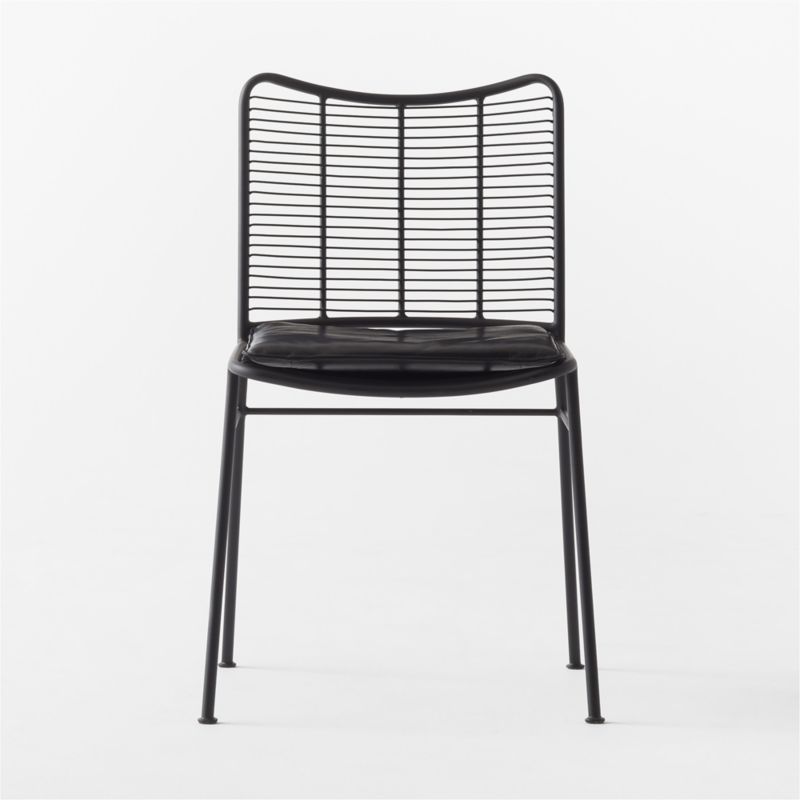 Sigma Black Metal Dining Chair with Black Leather Seat Cushion