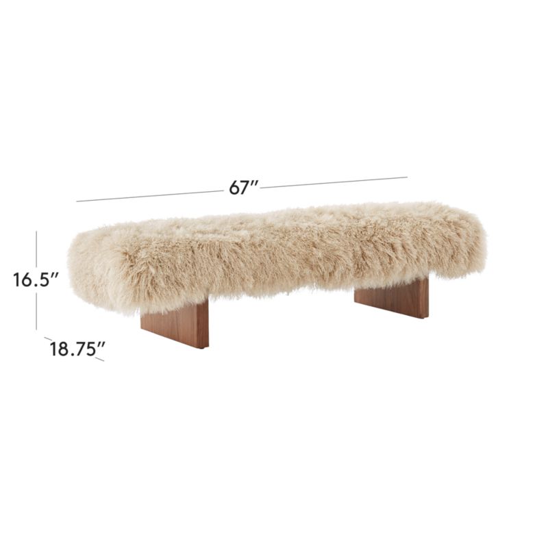 Socca 67'' Taupe Sheepskin Upholstered Bench + Reviews CB2 Canada