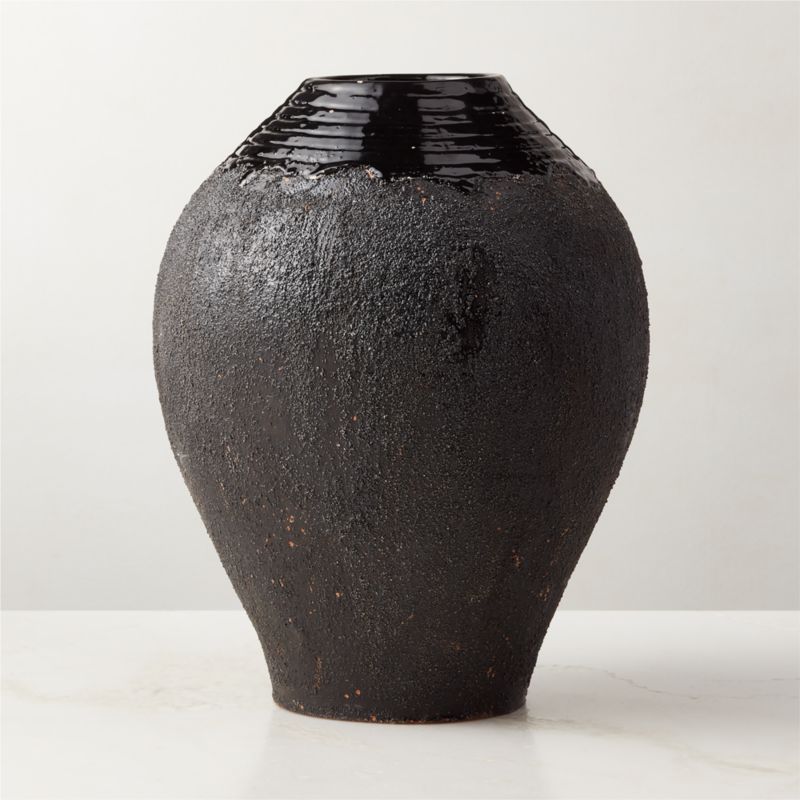 Somova Black Terracotta Vase + Reviews CB2