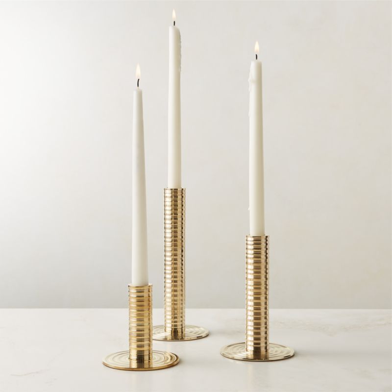 Spencer Brass Taper Candle Holder Set of 3 + Reviews CB2