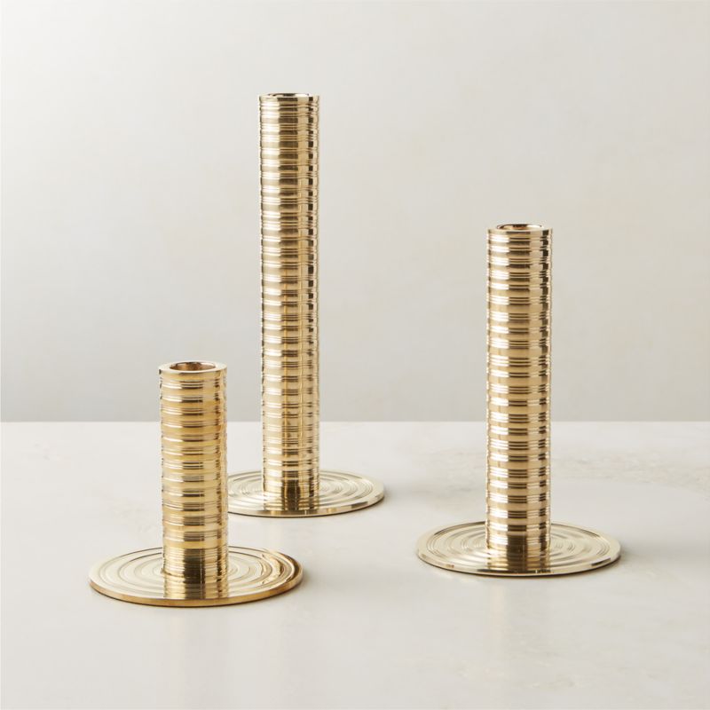 Spencer Brass Taper Candle Holder Set of 3 + Reviews CB2
