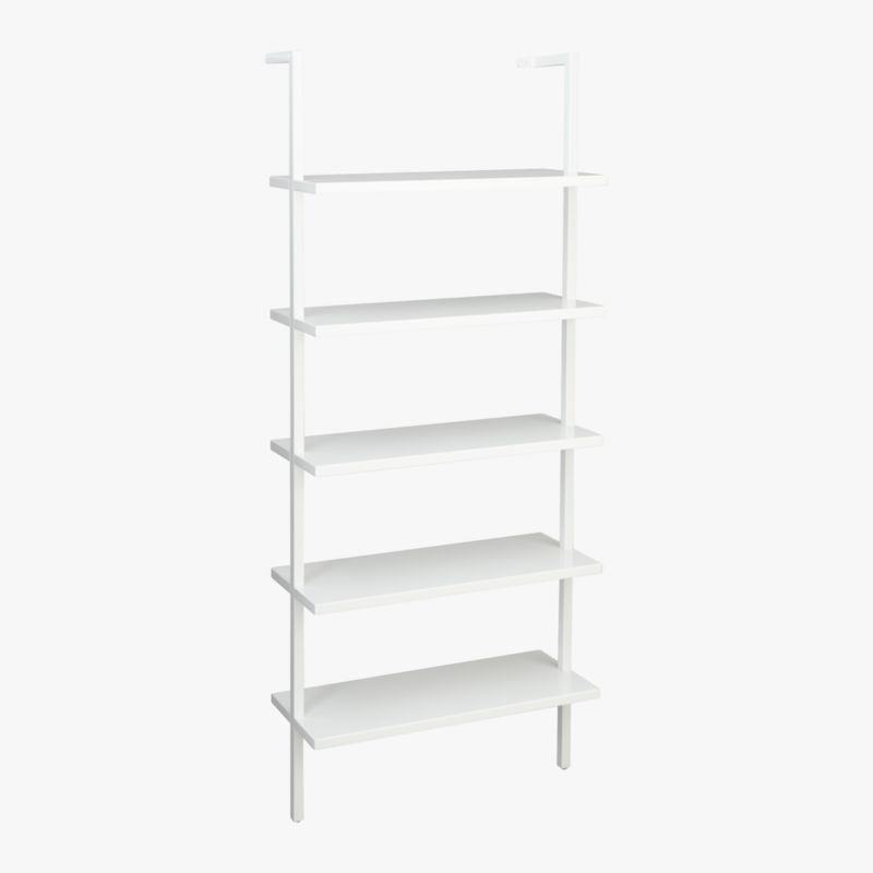 Stairway Modern White Metal Wall Mount Bookshelf 72.5'' + Reviews CB2