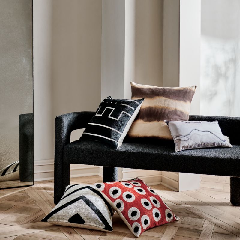 Lines Turkish Black Silk Throw Pillow with FeatherDown Insert 20