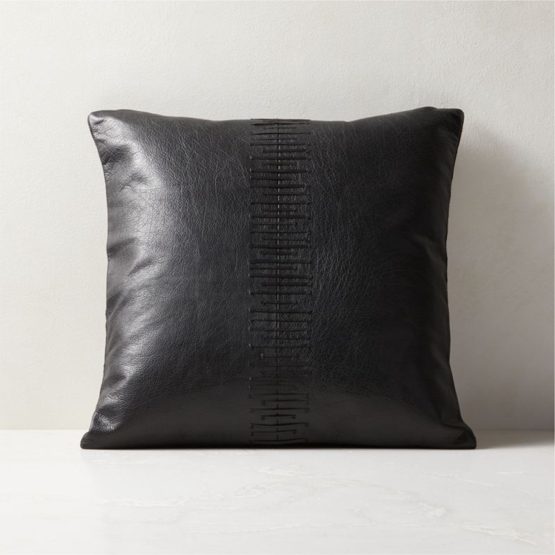 18" Tack Black Leather Modern Throw Pillow CB2 Canada