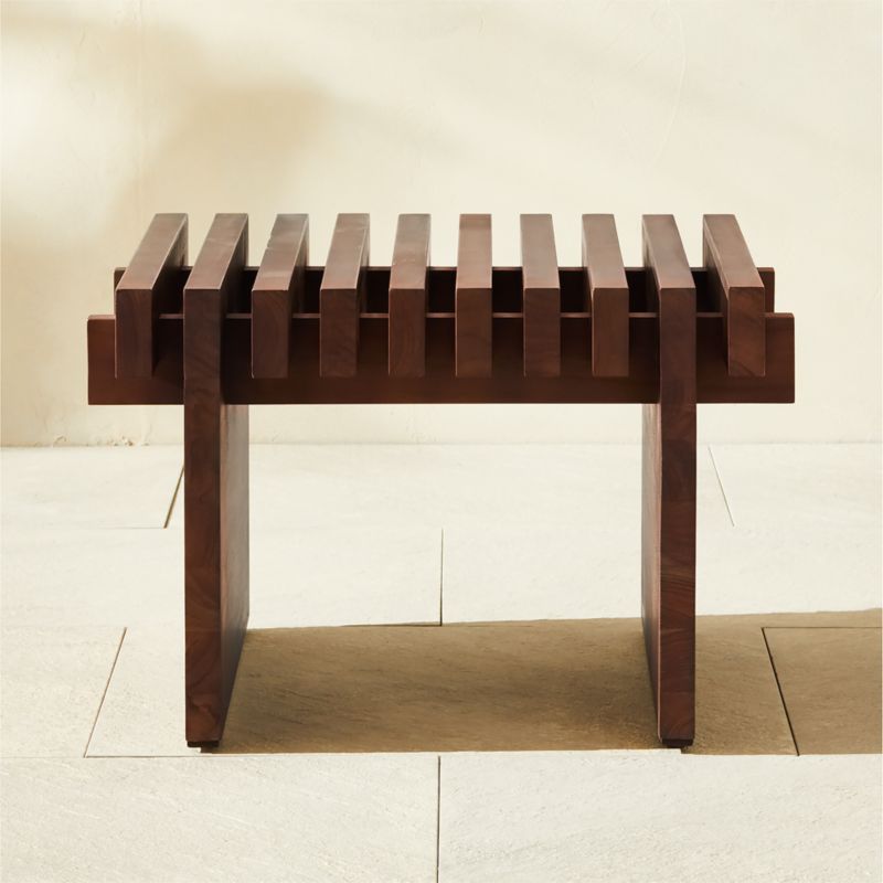 Taiko Stained Teak Outdoor Side Table CB2