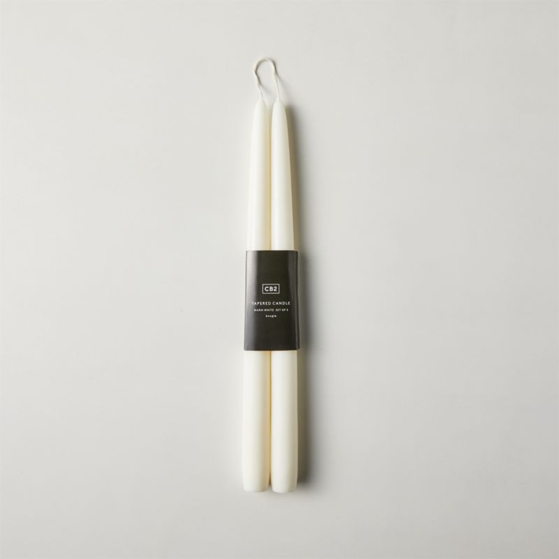 Warm White Taper Candle Set of 2 + Reviews CB2