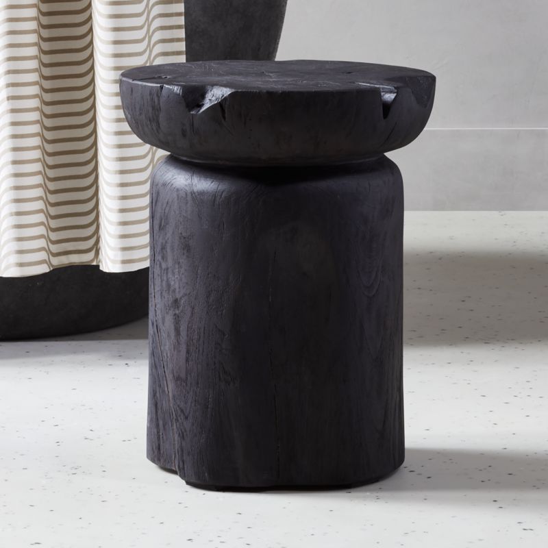 Black Teak Wood Bathroom Stool + Reviews CB2 Canada