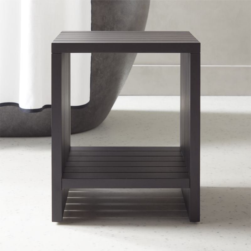 Teak Black Bathroom Stool + Reviews CB2