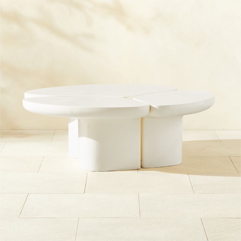 3Piece Tieri White Resin Outdoor Coffee Table Set CB2 Canada