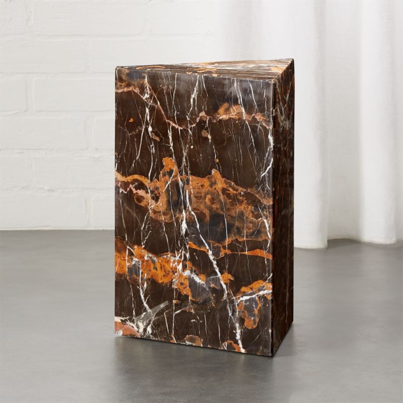 Tri Brown Marble Side Table CB2