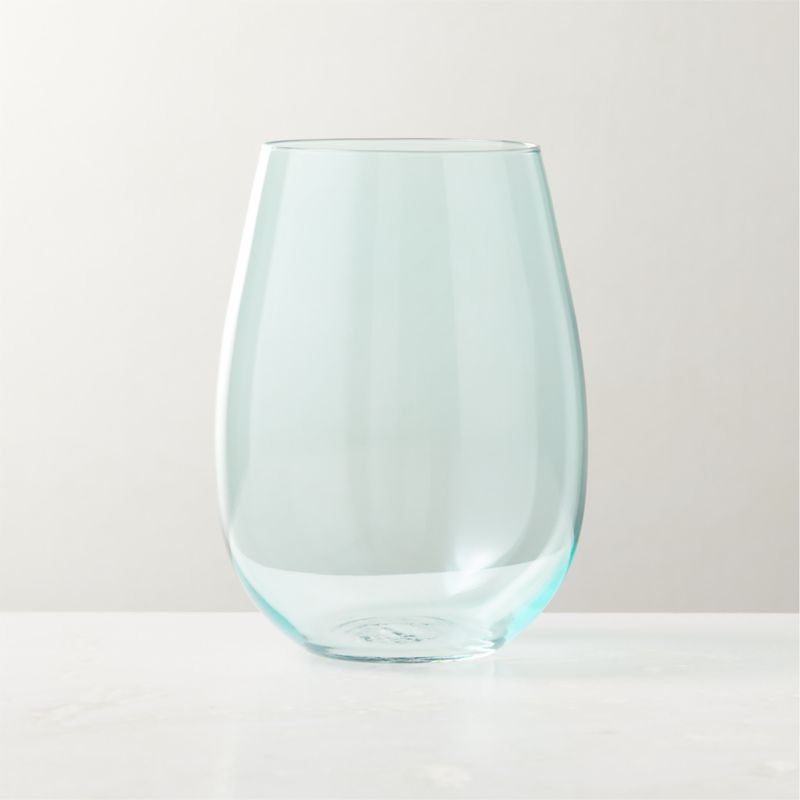 True Modern Blue Stemless Wine Glass + Reviews CB2