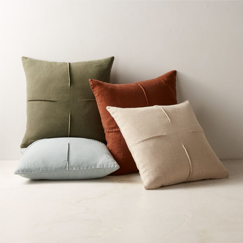 Tuck Green Linen Throw Pillow with DownAlternative Insert 20