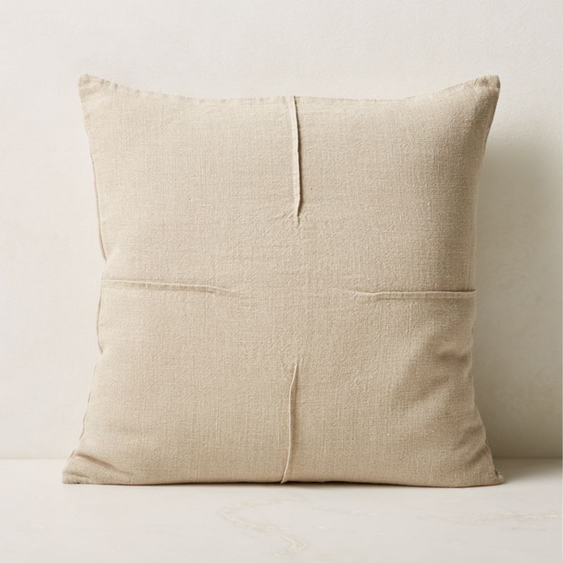 Tuck Neutral Linen Modern Throw Pillow with DownAlternative Insert 20'' + Reviews CB2 Canada