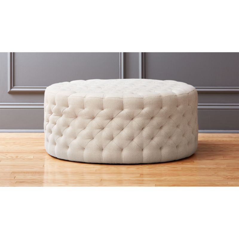 natural round tufted ottoman + Reviews CB2