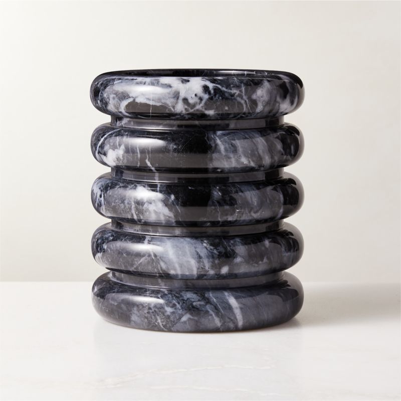 Turk Modern Black Marble Utensil Holder + Reviews CB2 Canada