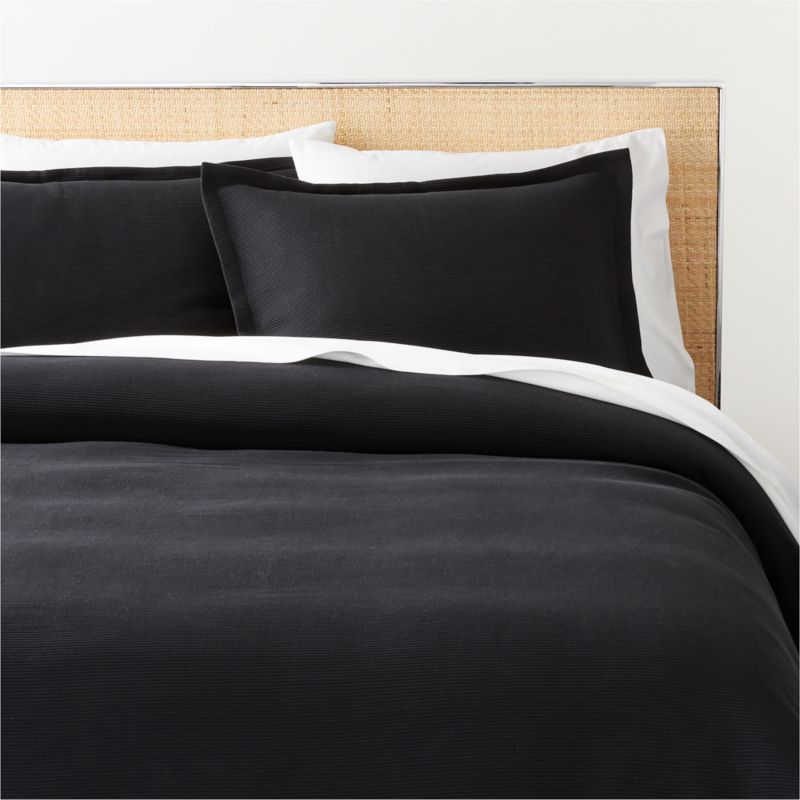 Valencea Organic Cotton Ribbed Black Full/Queen Duvet Cover + Reviews