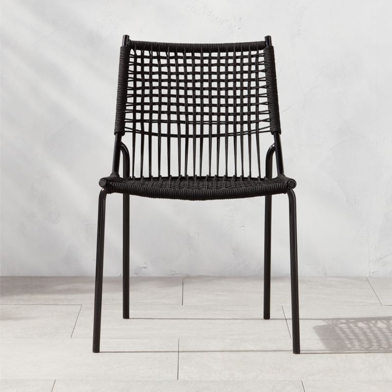 Virve Black Rope Outdoor Patio Dining Chair + Reviews CB2 Canada