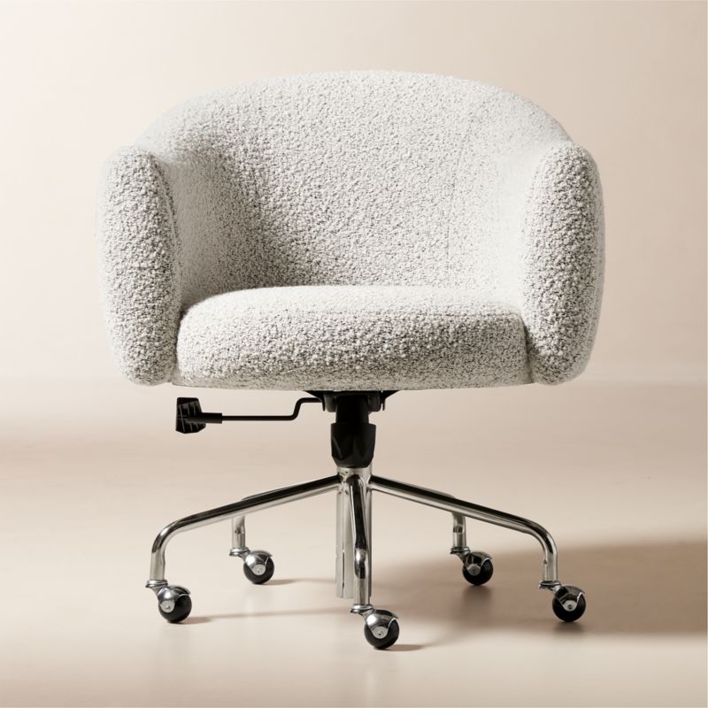 Ellesssi Peppered Grey Boucle Swivel Office Chair + Reviews CB2