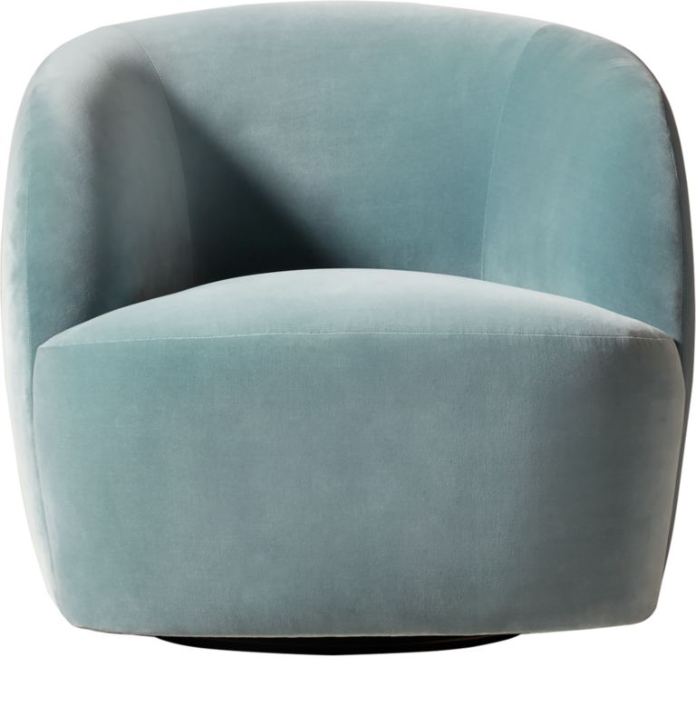 Light Blue Velvet Swivel Chair by goop + Reviews CB2