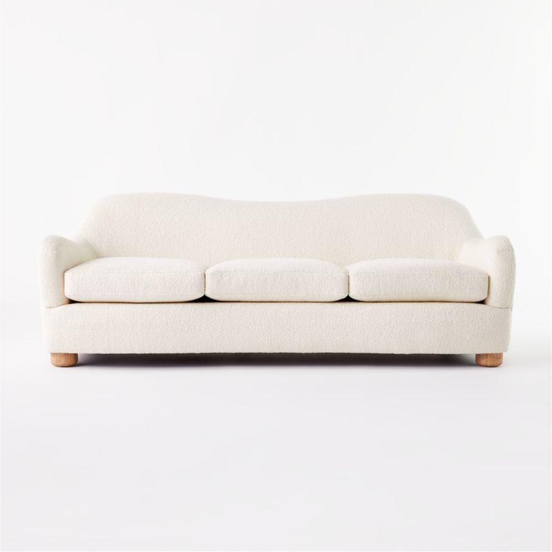Bacio Cream Boucle Sofa with Bleached Oak Legs + Reviews CB2 Canada