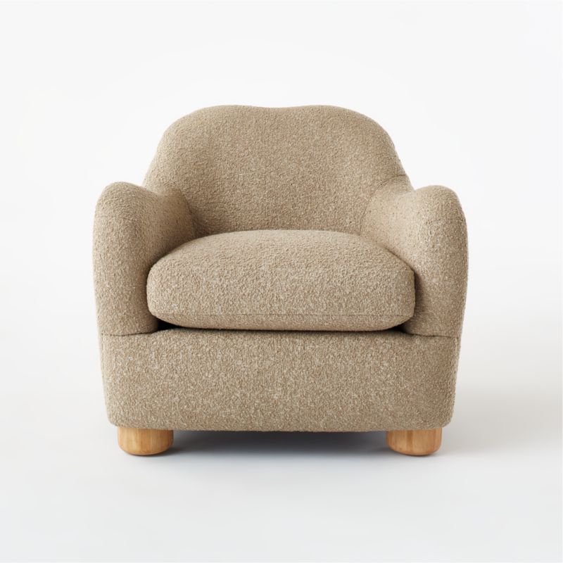 Bacio Camel Boucle Lounge Chair with Bleached Oak Legs + Reviews CB2