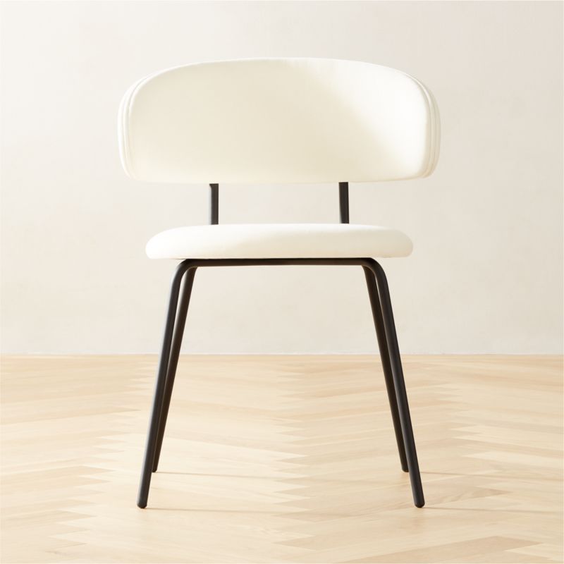 Birba Modern OffWhite Velvet Dining Chair + Reviews CB2