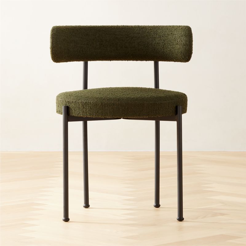 Inesse Boucle Green Modern Dining Chair + Reviews CB2 Canada