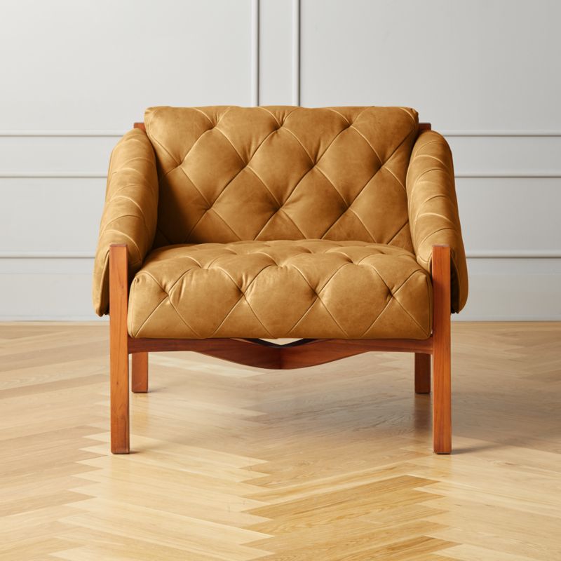 Abruzzo Brown Leather Tufted Chair + Reviews CB2 Canada