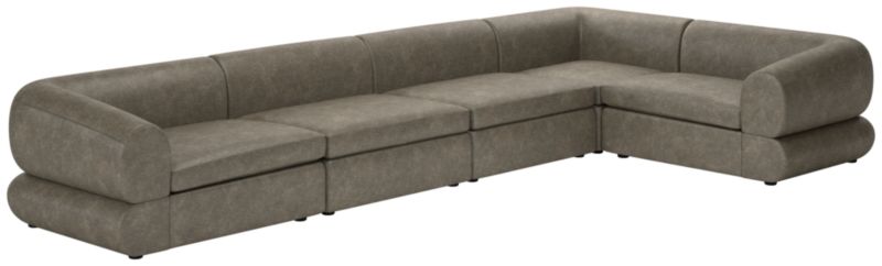 Chale 4Piece Leather Sectional Sofa Bello Grey CB2