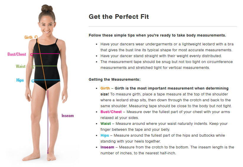 Academy Costume Measurements Cincinnati Ballet