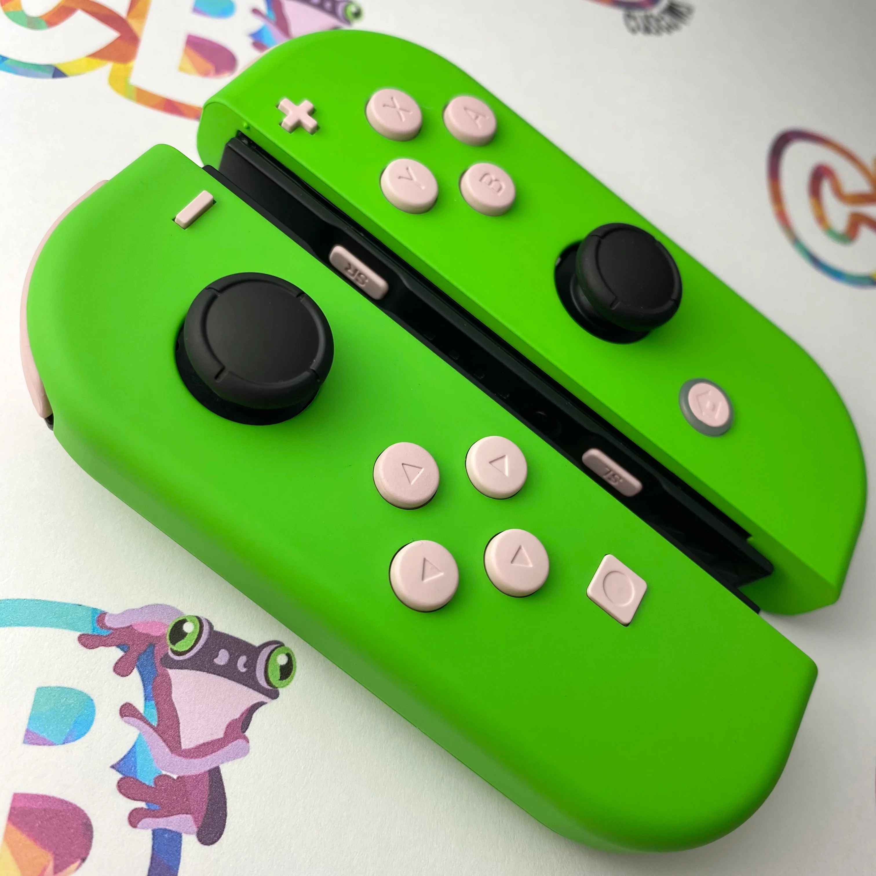 Apple Green & Sakura Pink Buttons Nintendo Switch Joycons Custom Nin
