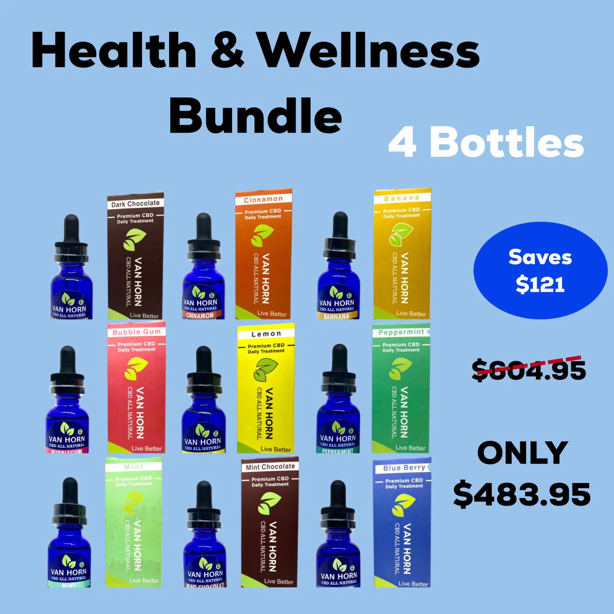 Bundle 4 piece FLAVORED Health & Wellness Van Horn CBD CBD Center
